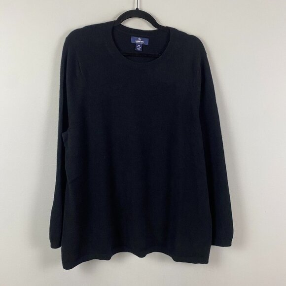 Lands End 100% Cashmere Crew Neck Sweater Size 2X Black Long Sleeve Womens - Picture 1 of 9
